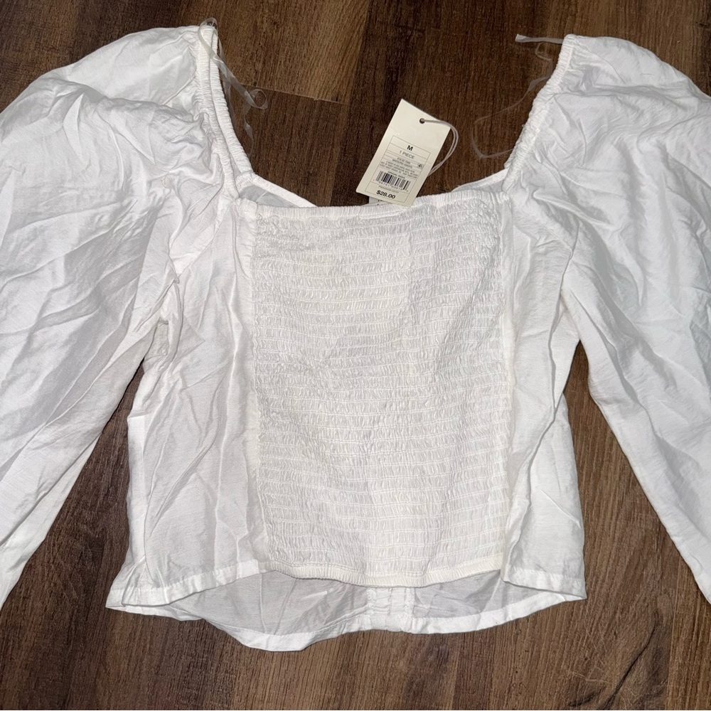NWT Target A New Day White Cropped Blouse - Picture 7 of 8
